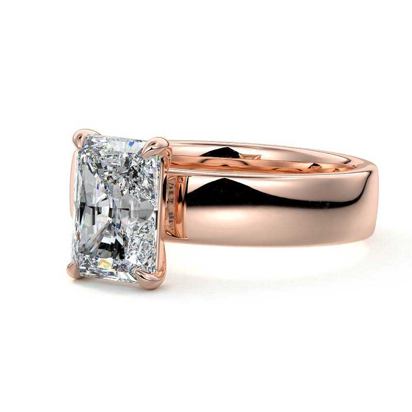 Rose gold Radiant Diamond Solitaire Engagement Ring with Wide Band