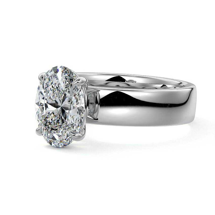 Platinum Oval Diamond Solitaire Engagement Ring with Wide Band