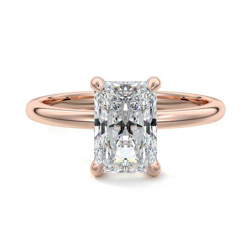 Rose gold Radiant Diamond Solitaire Engagement Ring