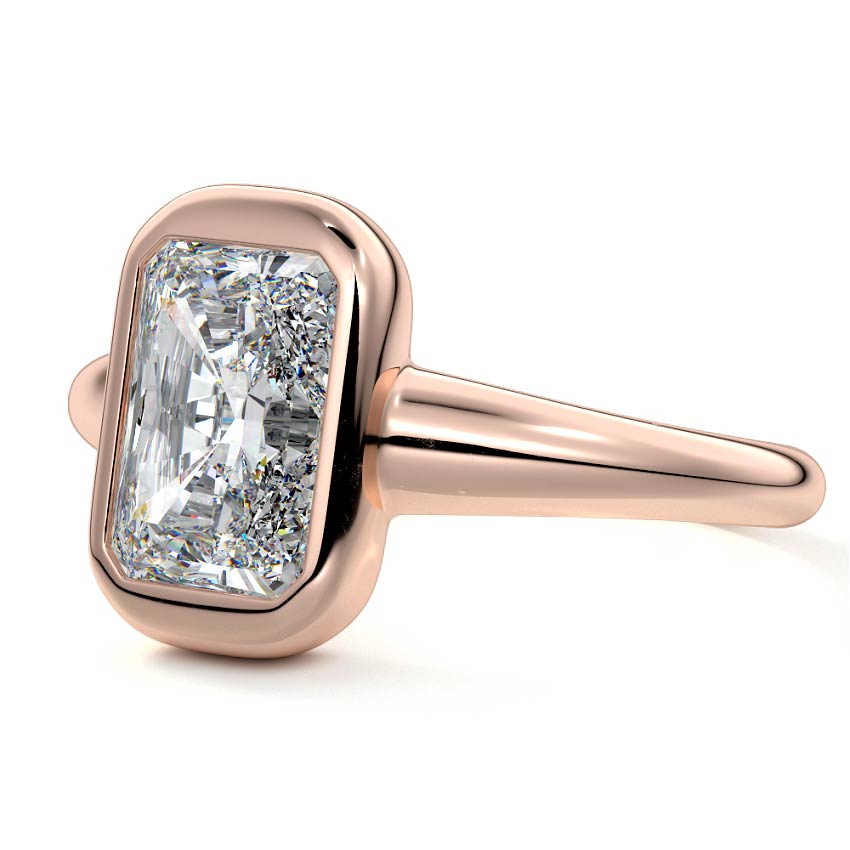 Rose gold Radiant Diamond Bezel Set Solitaire Engagement Ring