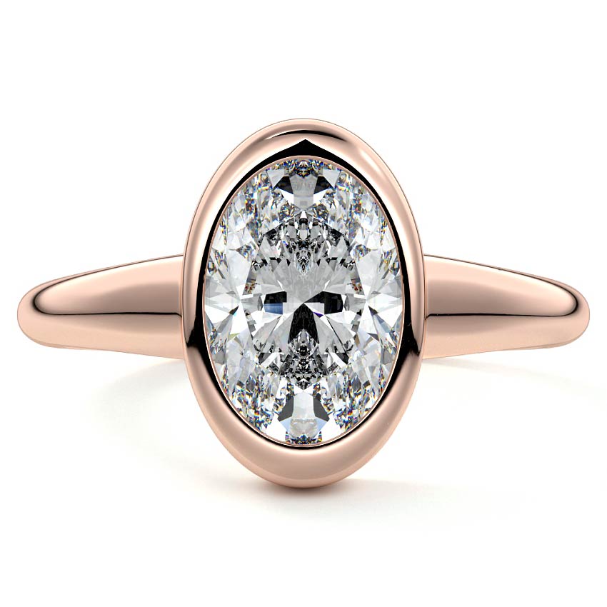 Rose gold Oval Diamond Bezel Set Solitaire Engagement Ring