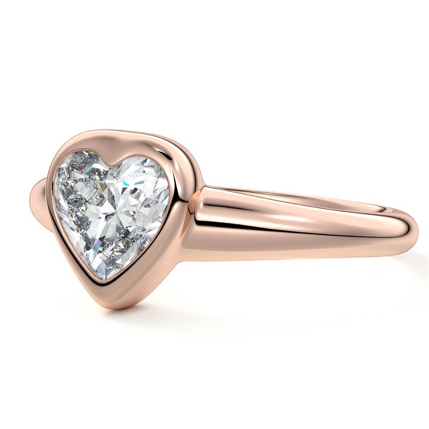 Rose gold Heart Diamond Bezel Set Solitaire Engagement Ring