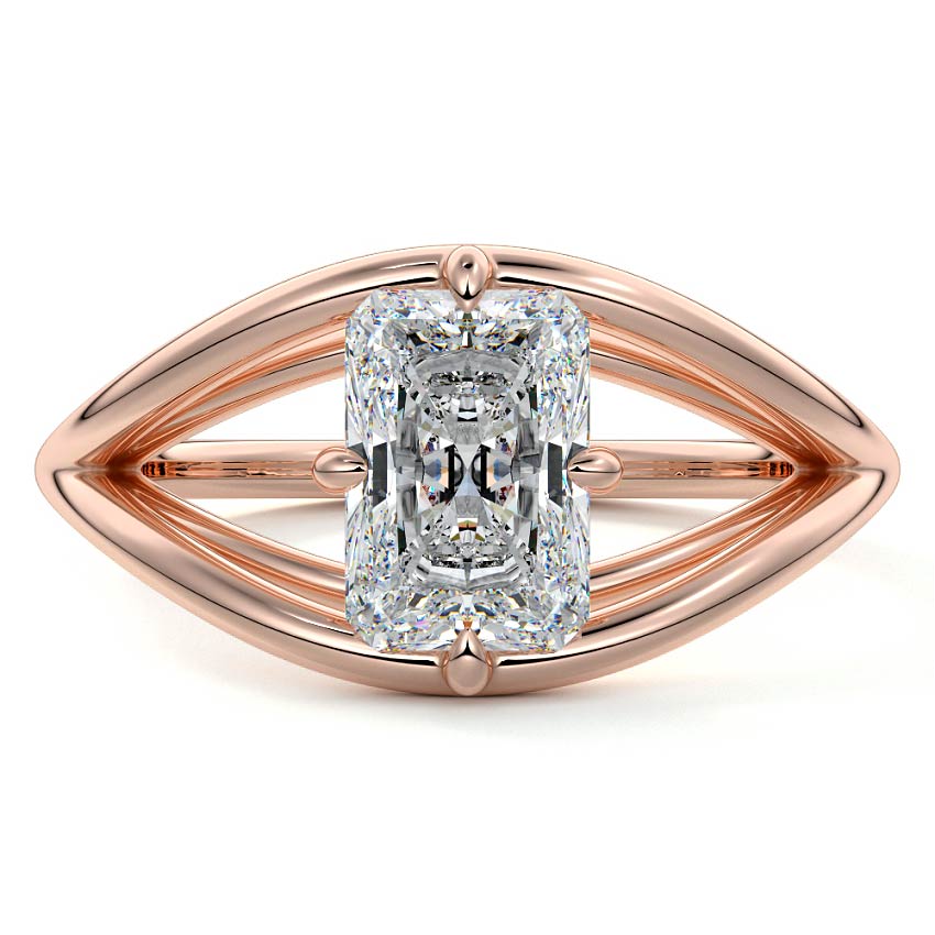 Rose gold Radiant Diamond Solitaire Split Shank Engagement Ring