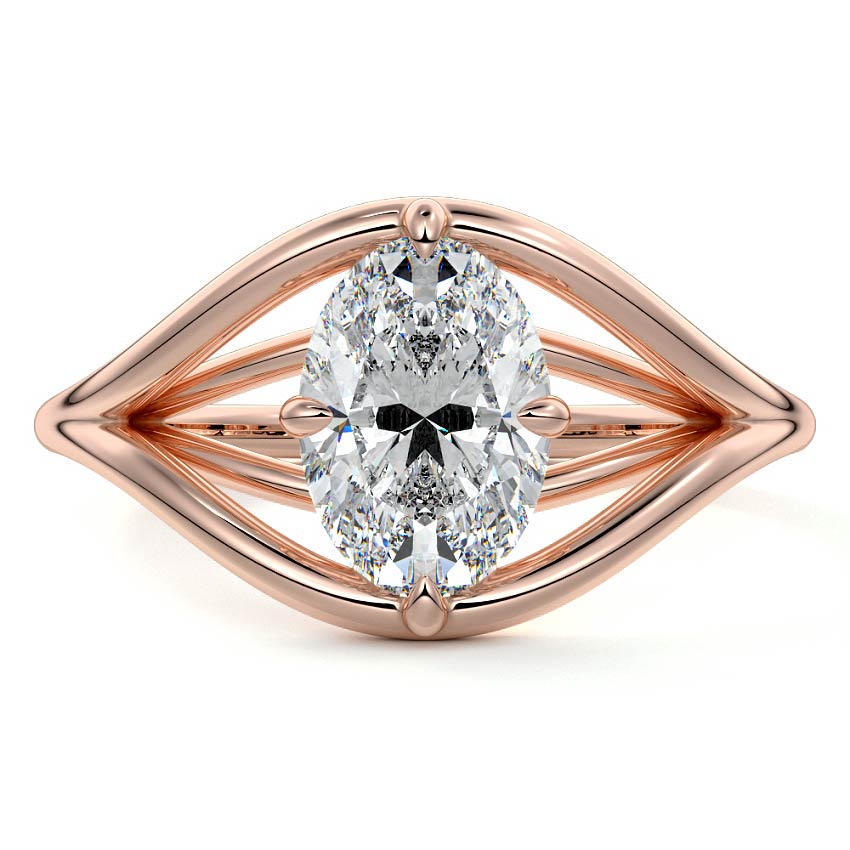 Rose gold Oval Diamond Solitaire Split Shank Engagement Ring