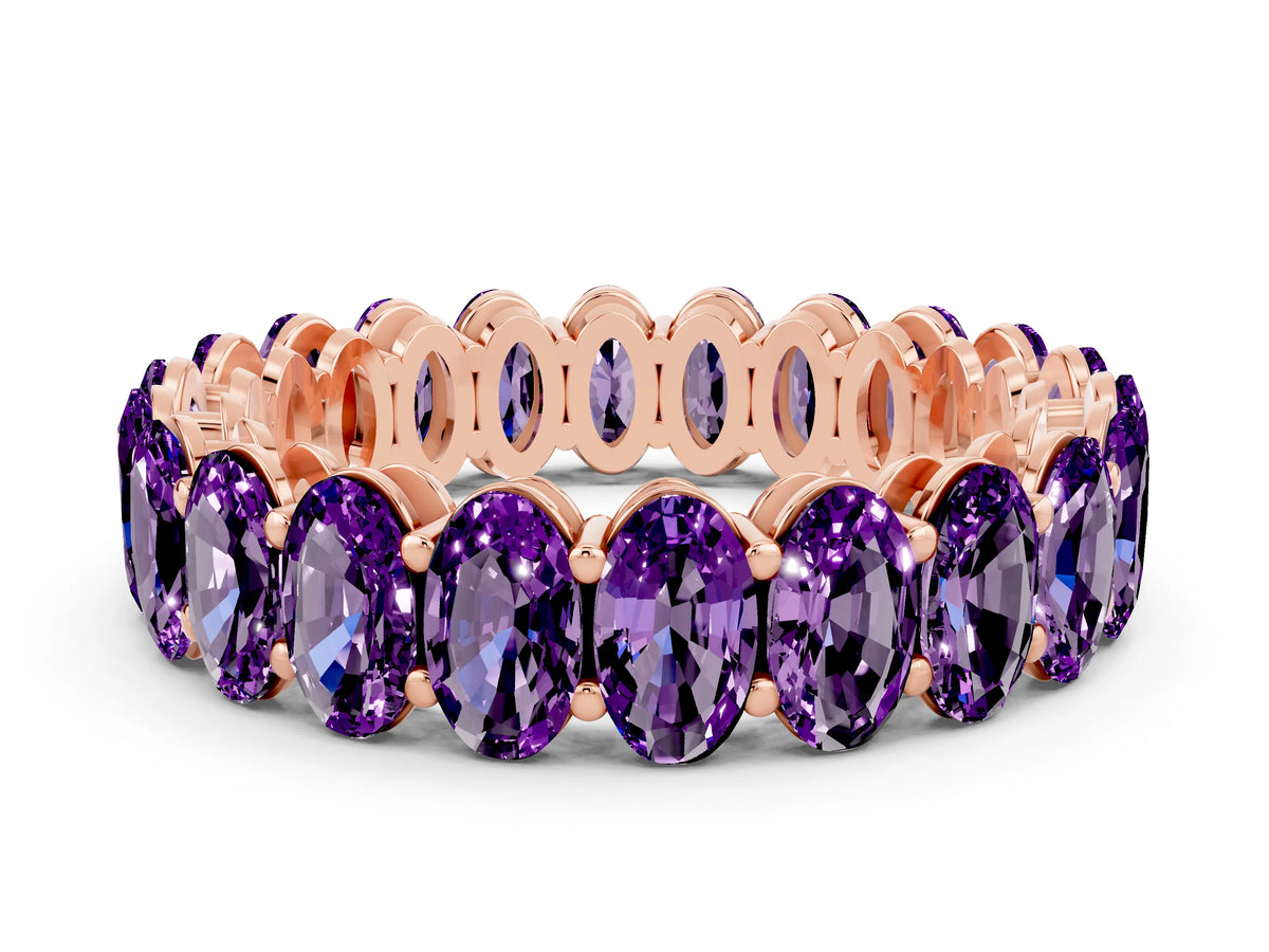 Oval Cut Amethyst Eternity Band in Rose gold with Shared Prong Setting