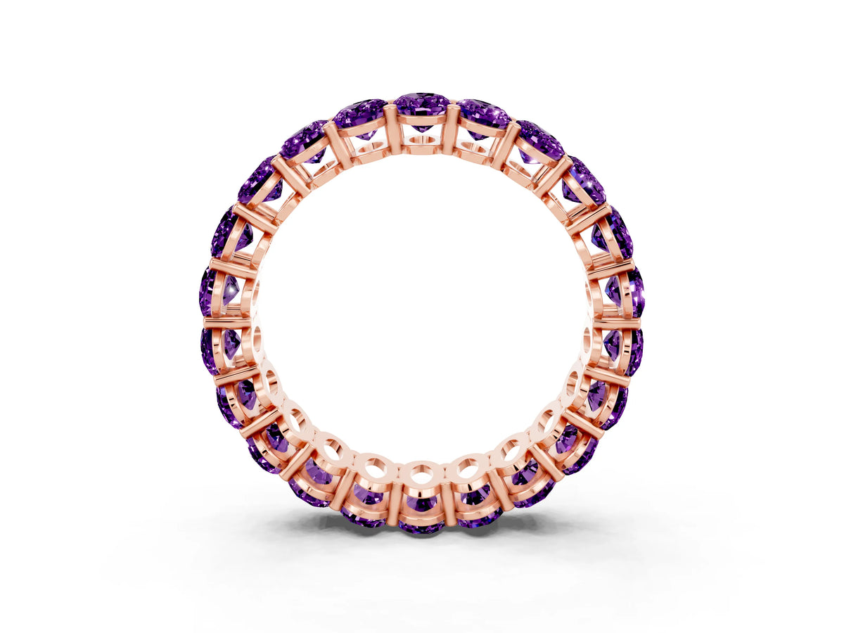 Oval Cut Amethyst Eternity Band in Rose gold with Shared Prong Setting_3