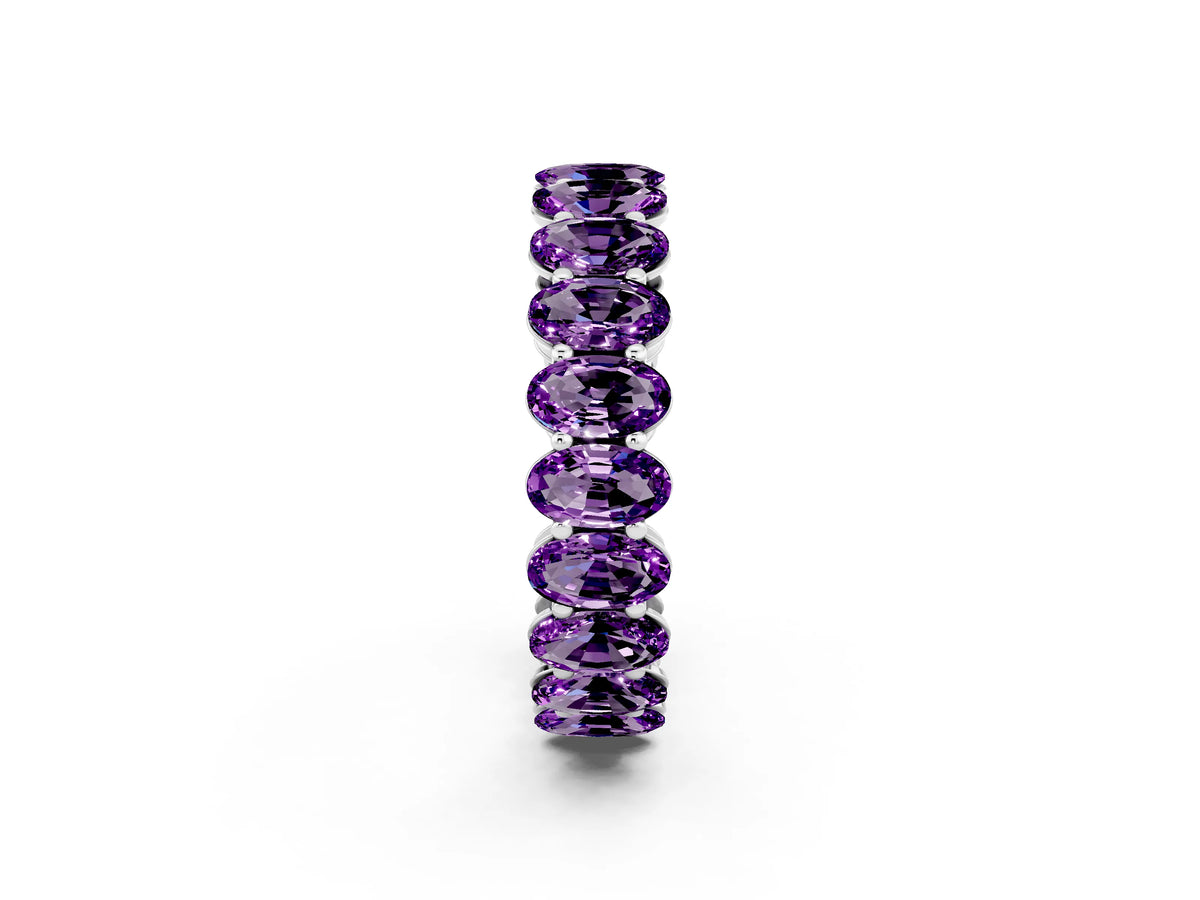 Oval Cut Amethyst Eternity Band in Silver with Shared Prong Setting_2