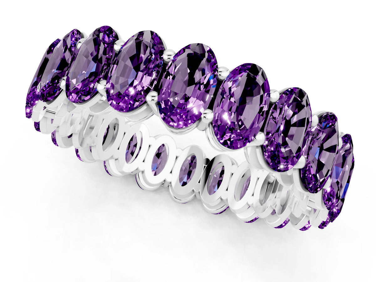 Oval Cut Amethyst Eternity Band in White gold with Shared Prong Setting_1