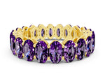 Oval Cut Amethyst Eternity Band in Yellow gold with Shared Prong Setting
