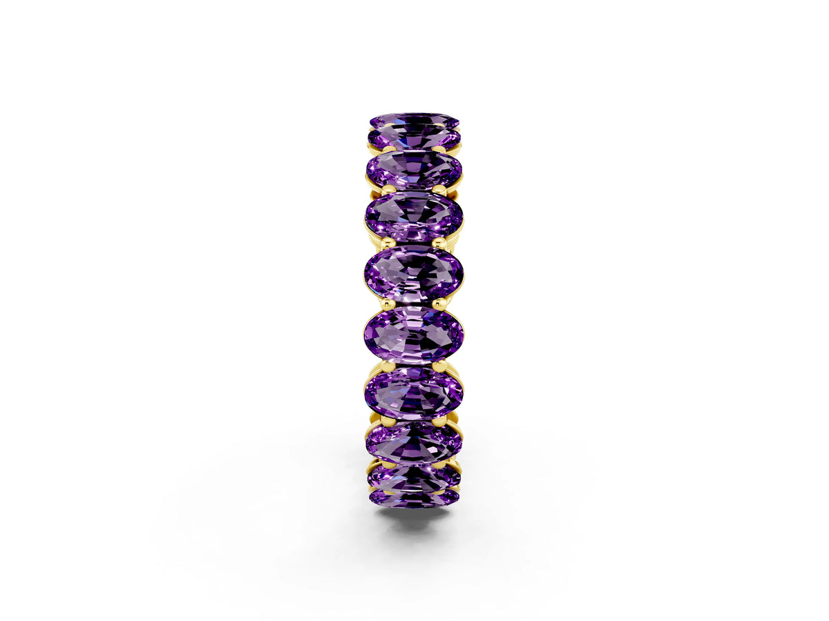 Oval Cut Amethyst Eternity Band in Yellow gold with Shared Prong Setting_2