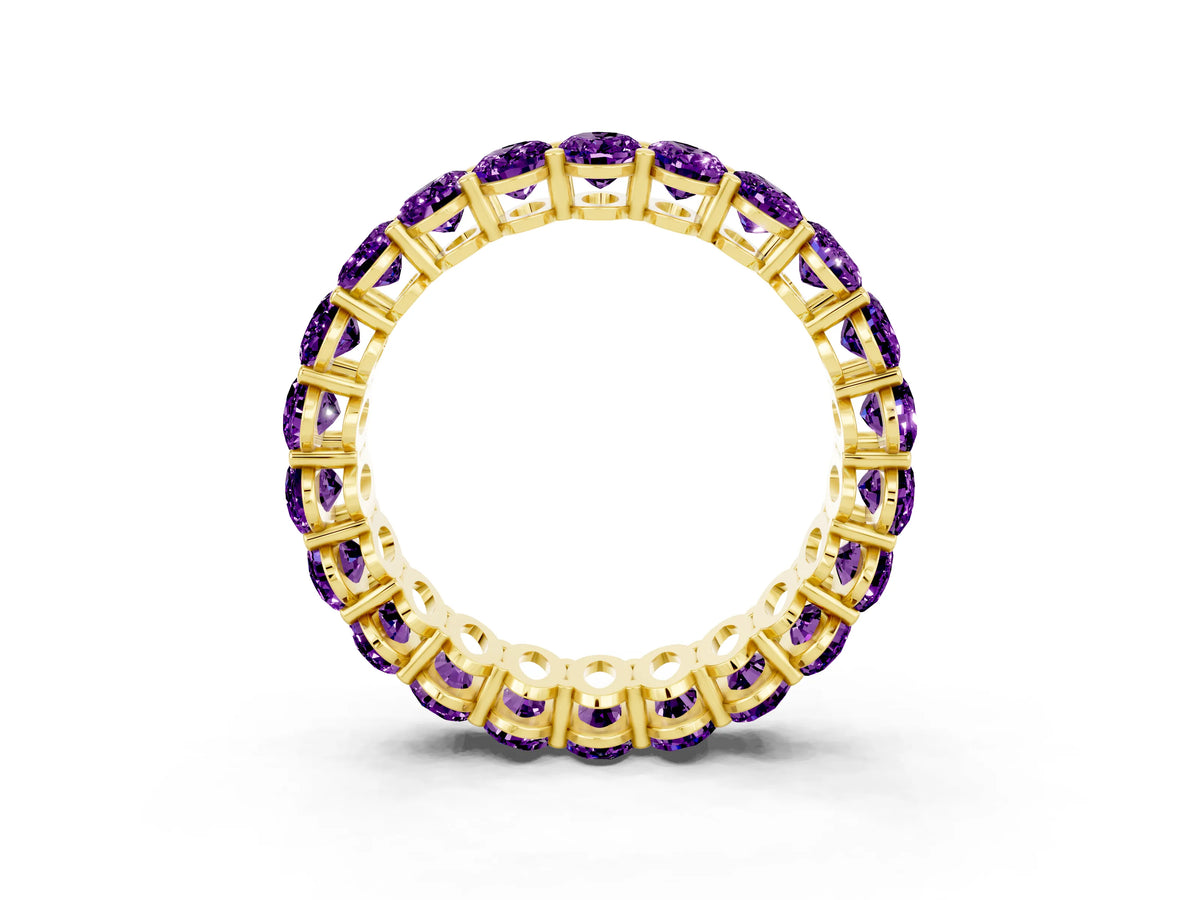 Oval Cut Amethyst Eternity Band in Yellow gold with Shared Prong Setting_3