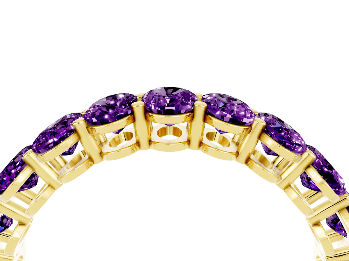 Oval Cut Amethyst Eternity Band in Yellow gold with Shared Prong Setting_4