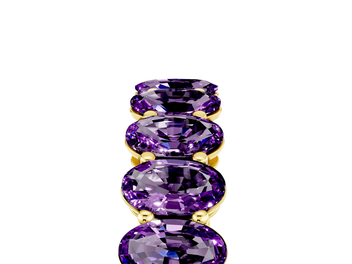 Oval Cut Amethyst Eternity Band in Yellow gold with Shared Prong Setting_5