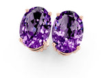 Oval Cut Amethyst Stud Earrings in Rose gold with Basket Setting_1