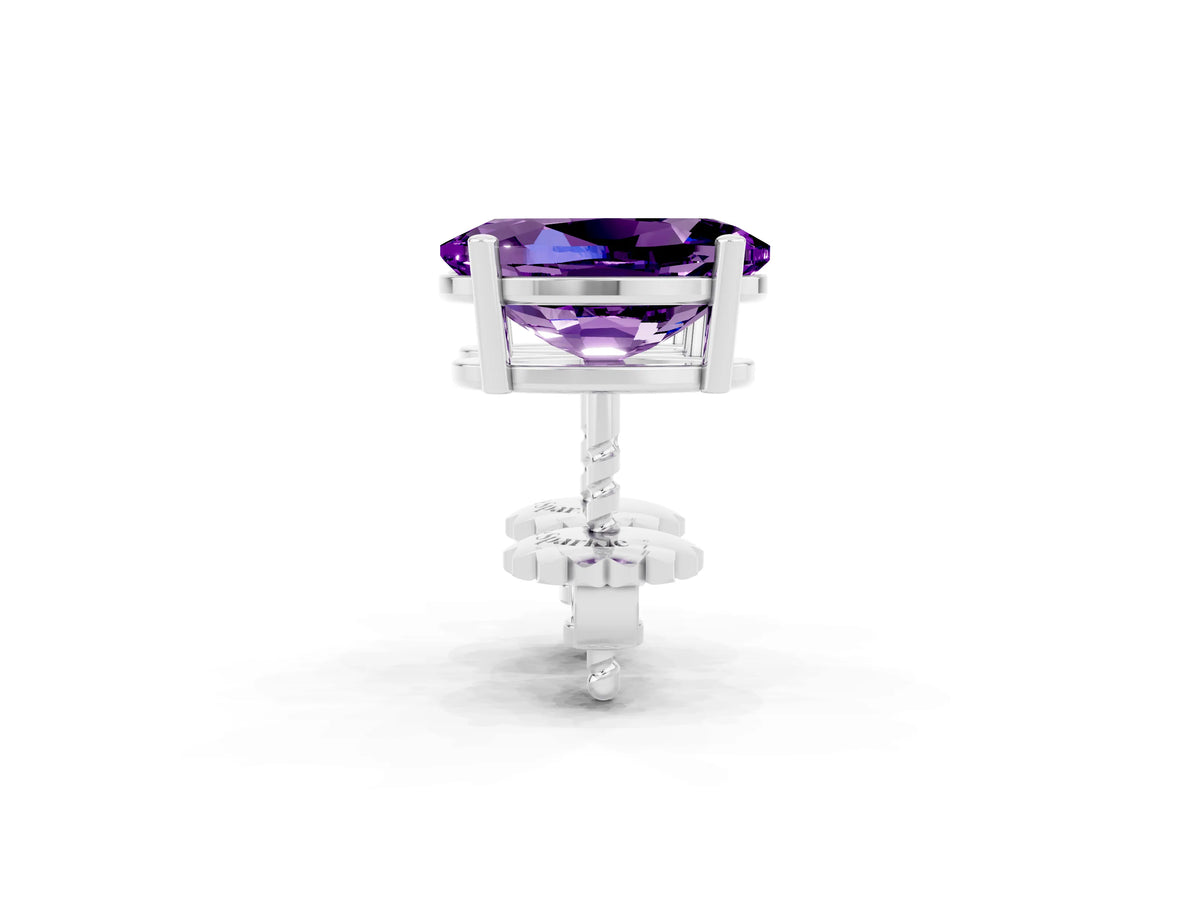 Oval Cut Amethyst Stud Earrings in White gold with Basket Setting_2