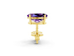 Oval Cut Amethyst Stud Earrings in Yellow gold with Basket Setting_2