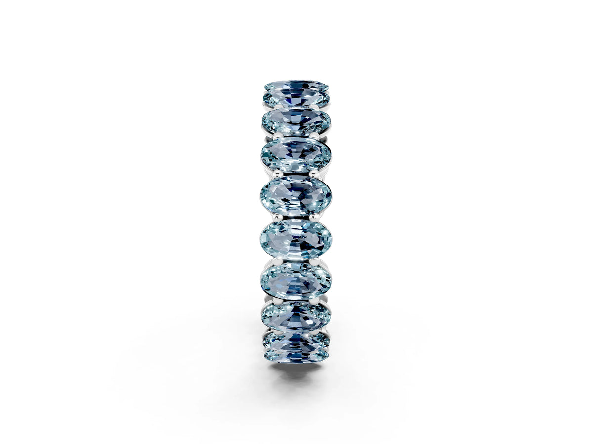 Oval Cut Aquamarine Eternity Band in Platinum with Shared Prong Setting_2