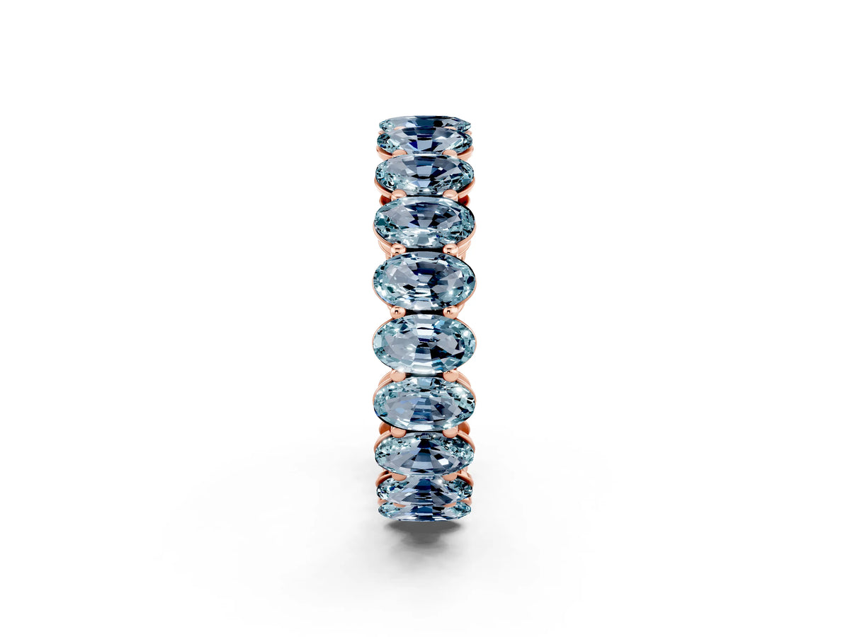 Oval Cut Aquamarine Eternity Band in Rose gold with Shared Prong Setting_2