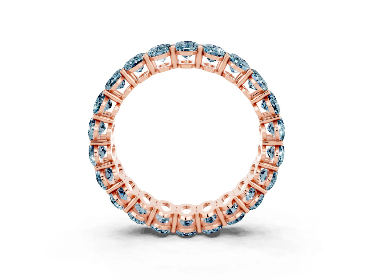 Oval Cut Aquamarine Eternity Band in Rose gold with Shared Prong Setting_3