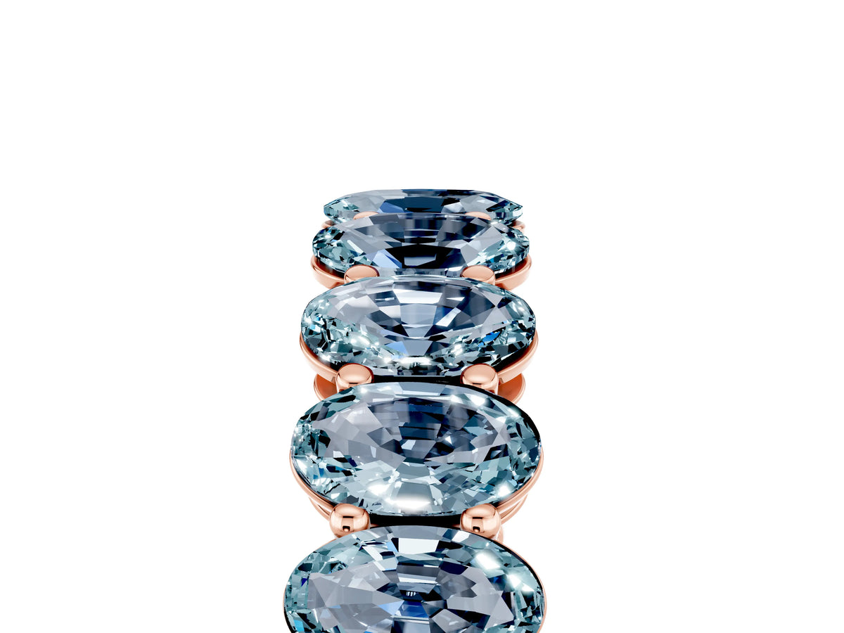 Oval Cut Aquamarine Eternity Band in Rose gold with Shared Prong Setting_5