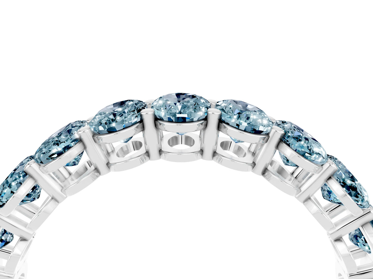 Oval Cut Aquamarine Eternity Band in Silver with Shared Prong Setting_4