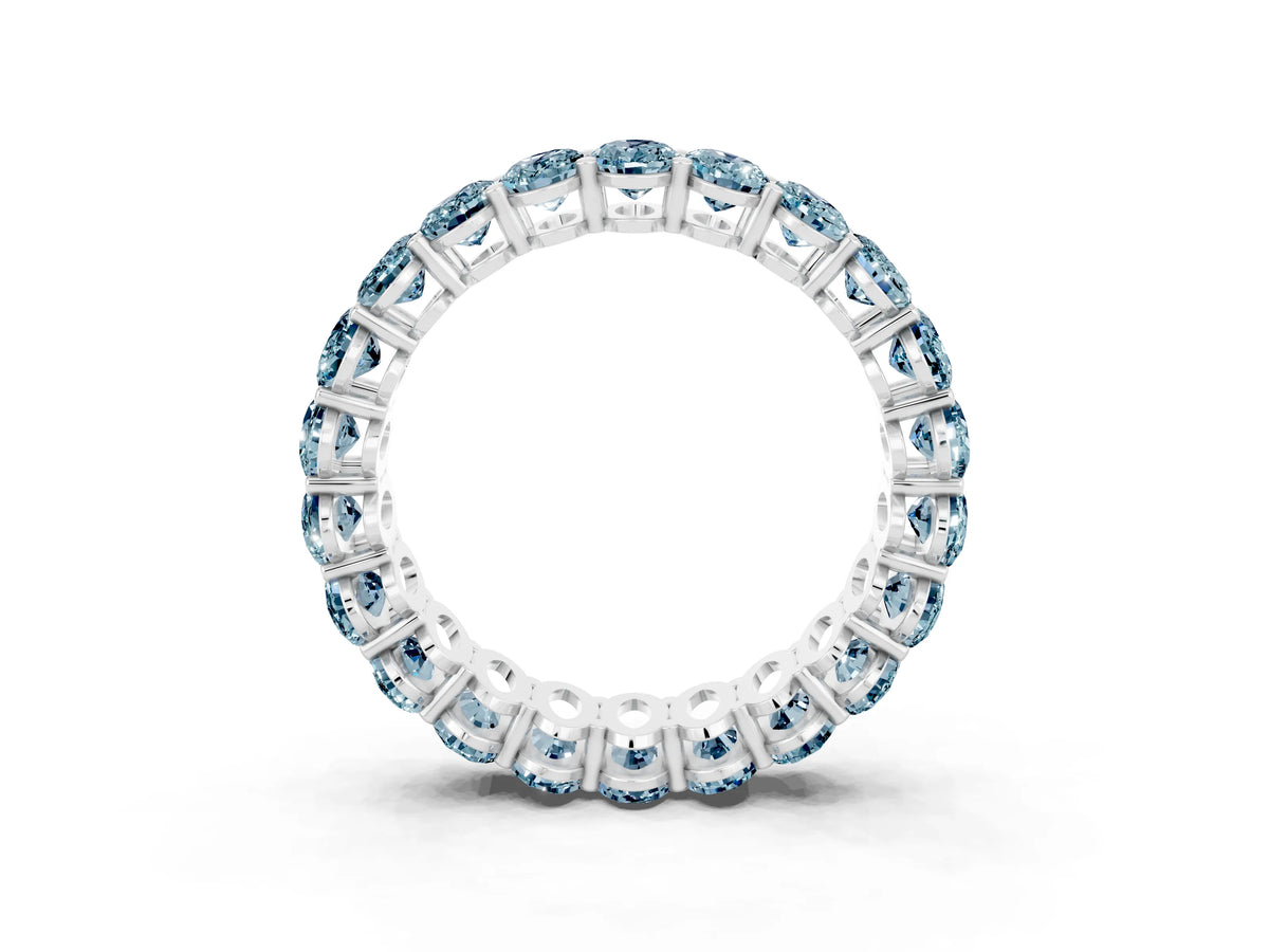 Oval Cut Aquamarine Eternity Band in White gold with Shared Prong Setting_3