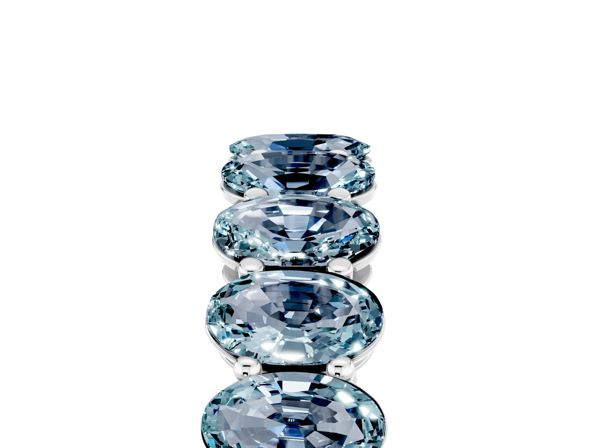 Oval Cut Aquamarine Eternity Band in White gold with Shared Prong Setting_5