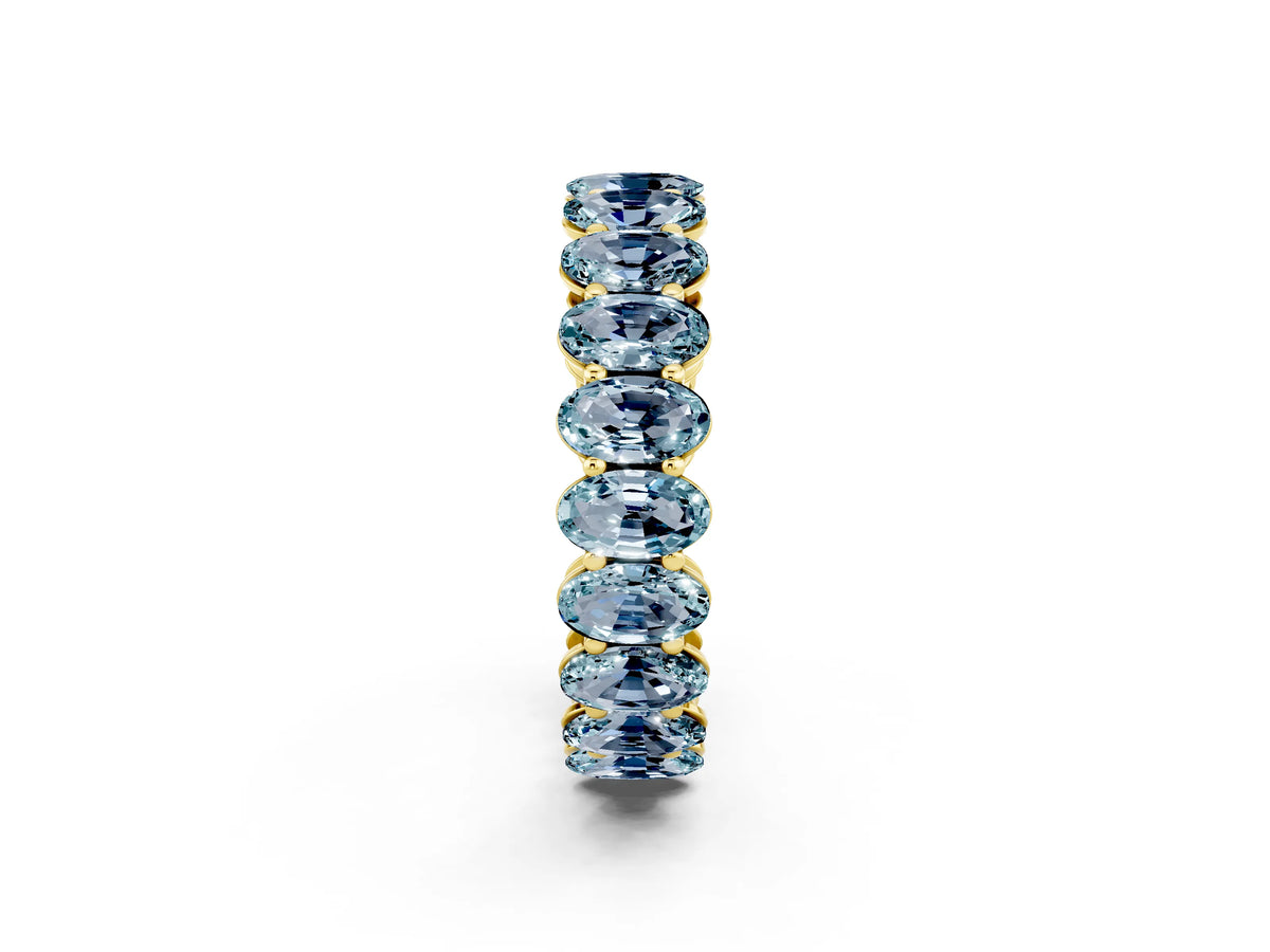Oval Cut Aquamarine Eternity Band in Yellow gold with Shared Prong Setting_2