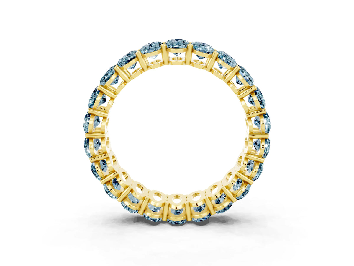 Oval Cut Aquamarine Eternity Band in Yellow gold with Shared Prong Setting_3