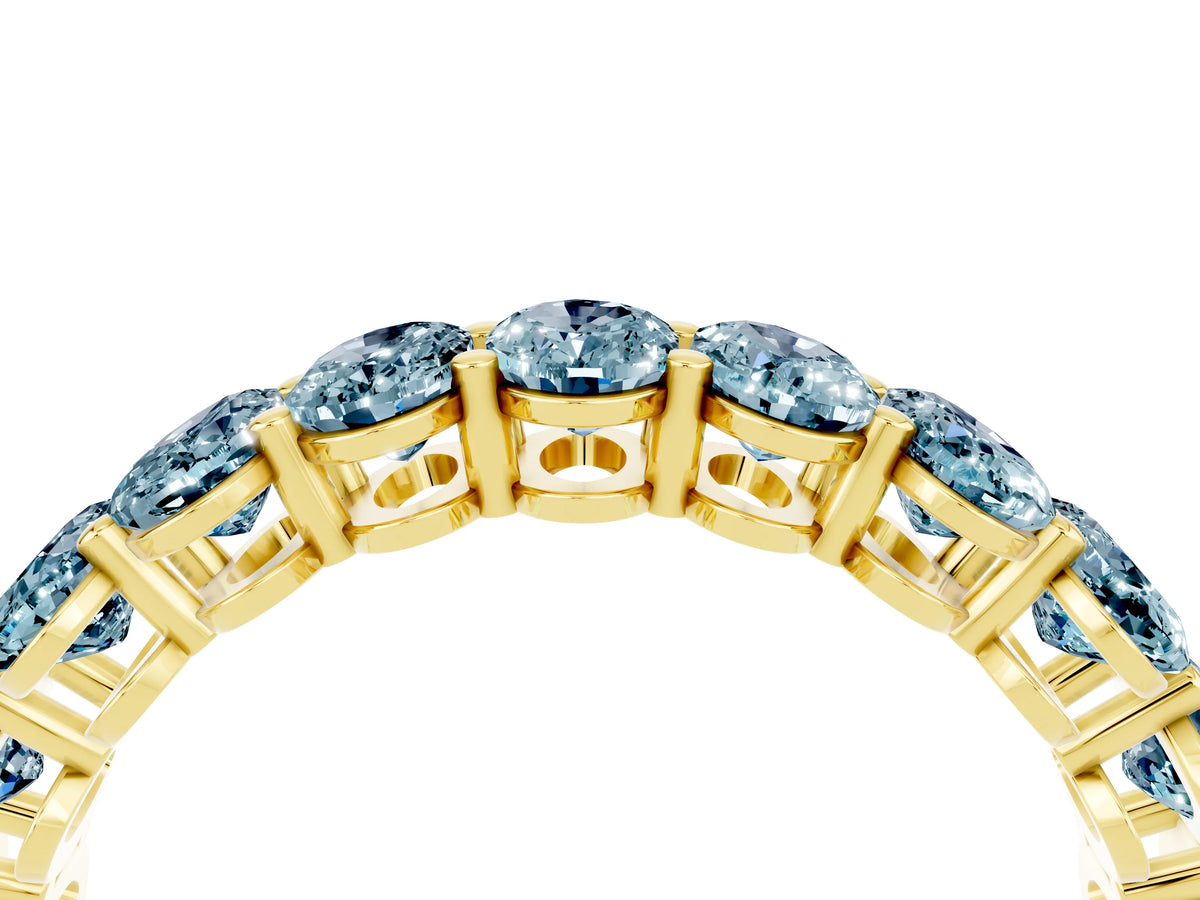 Oval Cut Aquamarine Eternity Band in Yellow gold with Shared Prong Setting_4