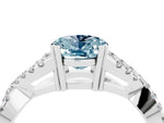 Oval Cut Aquamarine Solitaire Ring in Platinum with Interwoven Pavé Band and Prong Setting_10