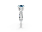 Oval Cut Aquamarine Solitaire Ring in Silver with Interwoven Pavé Band and Prong Setting_8