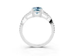 Oval Cut Aquamarine Solitaire Ring in White gold with Interwoven Pavé Band and Prong Setting_3