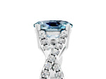 Oval Cut Aquamarine Solitaire Ring in White gold with Interwoven Pavé Band and Prong Setting_5