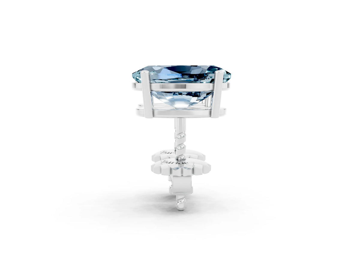 Oval Cut Aquamarine Stud Earrings in White gold with Basket Setting_2