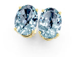 Oval Cut Aquamarine Stud Earrings in Yellow gold with Basket Setting_1