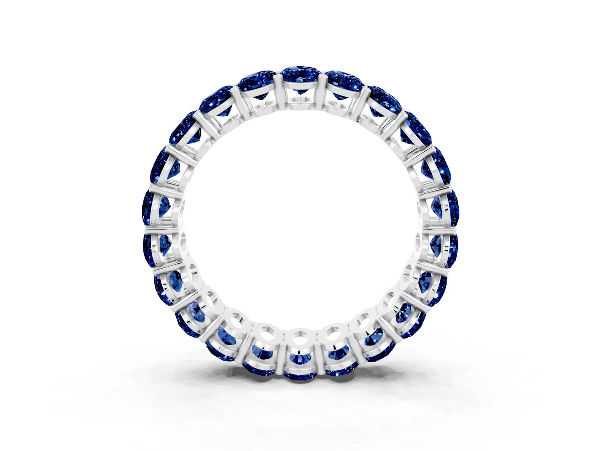 Oval Cut Blue Sapphire Eternity Band in Platinum with Shared Prong Setting_3