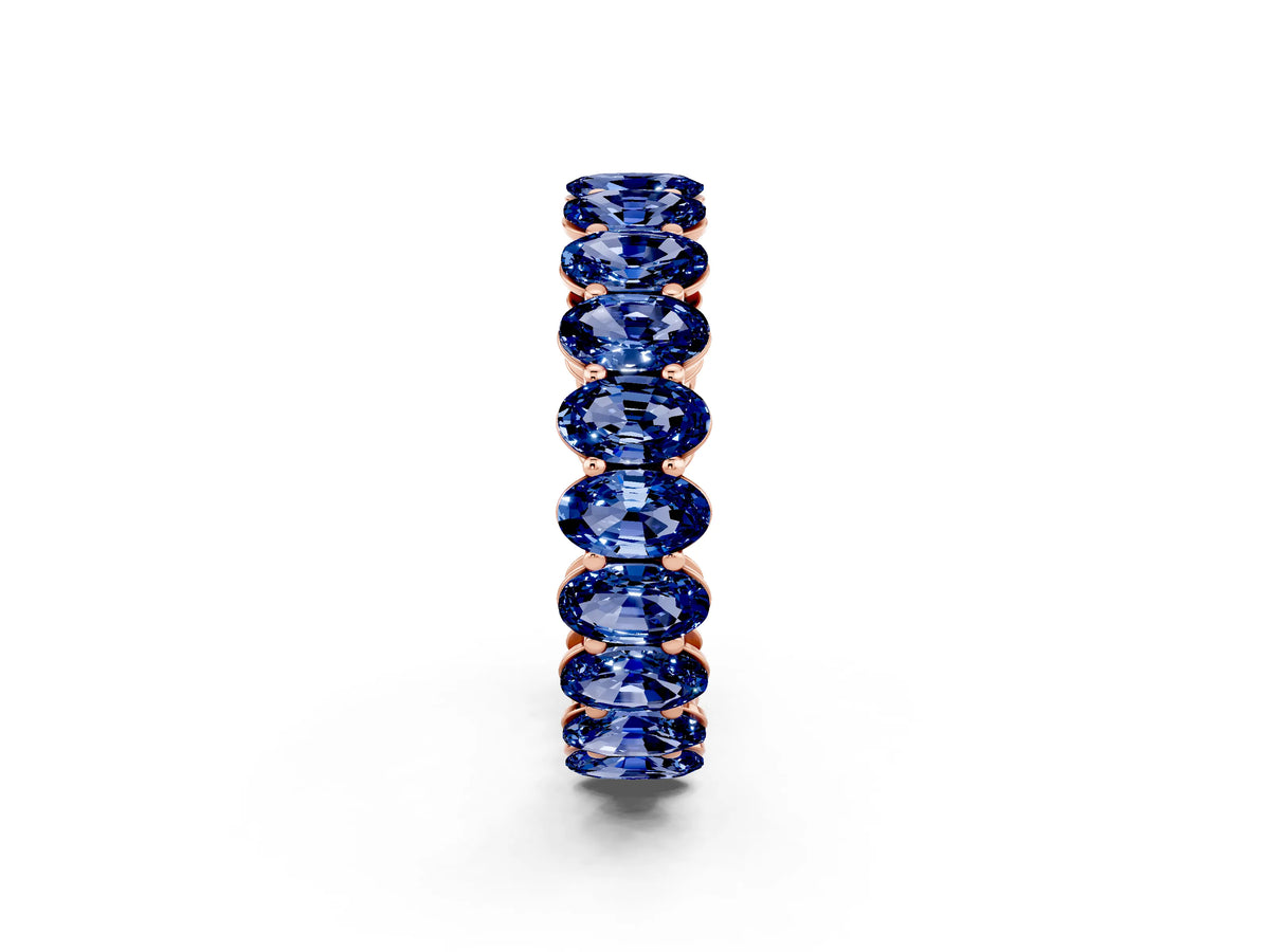 Oval Cut Blue Sapphire Eternity Band in Rose gold with Shared Prong Setting_2