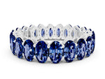 Oval Cut Blue Sapphire Eternity Band in Silver with Shared Prong Setting