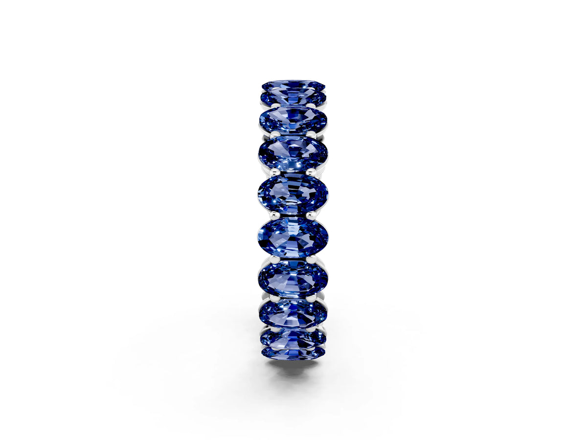 Oval Cut Blue Sapphire Eternity Band in Silver with Shared Prong Setting_2