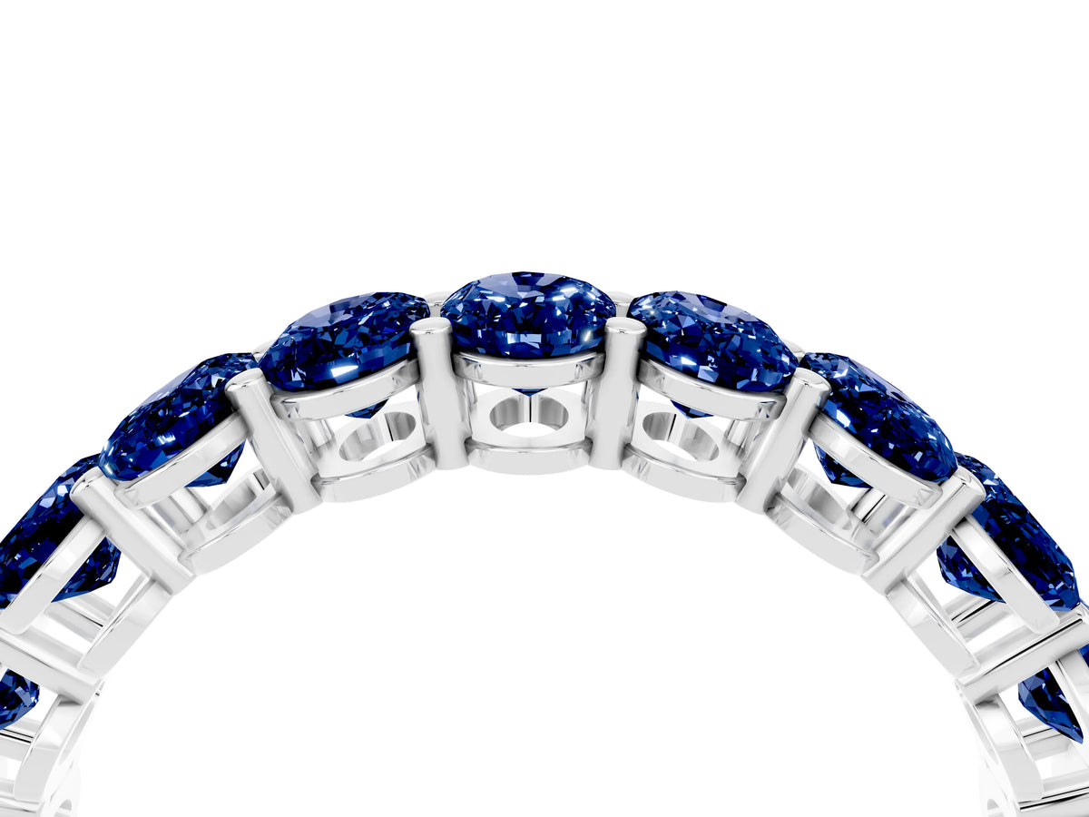 Oval Cut Blue Sapphire Eternity Band in Silver with Shared Prong Setting_4