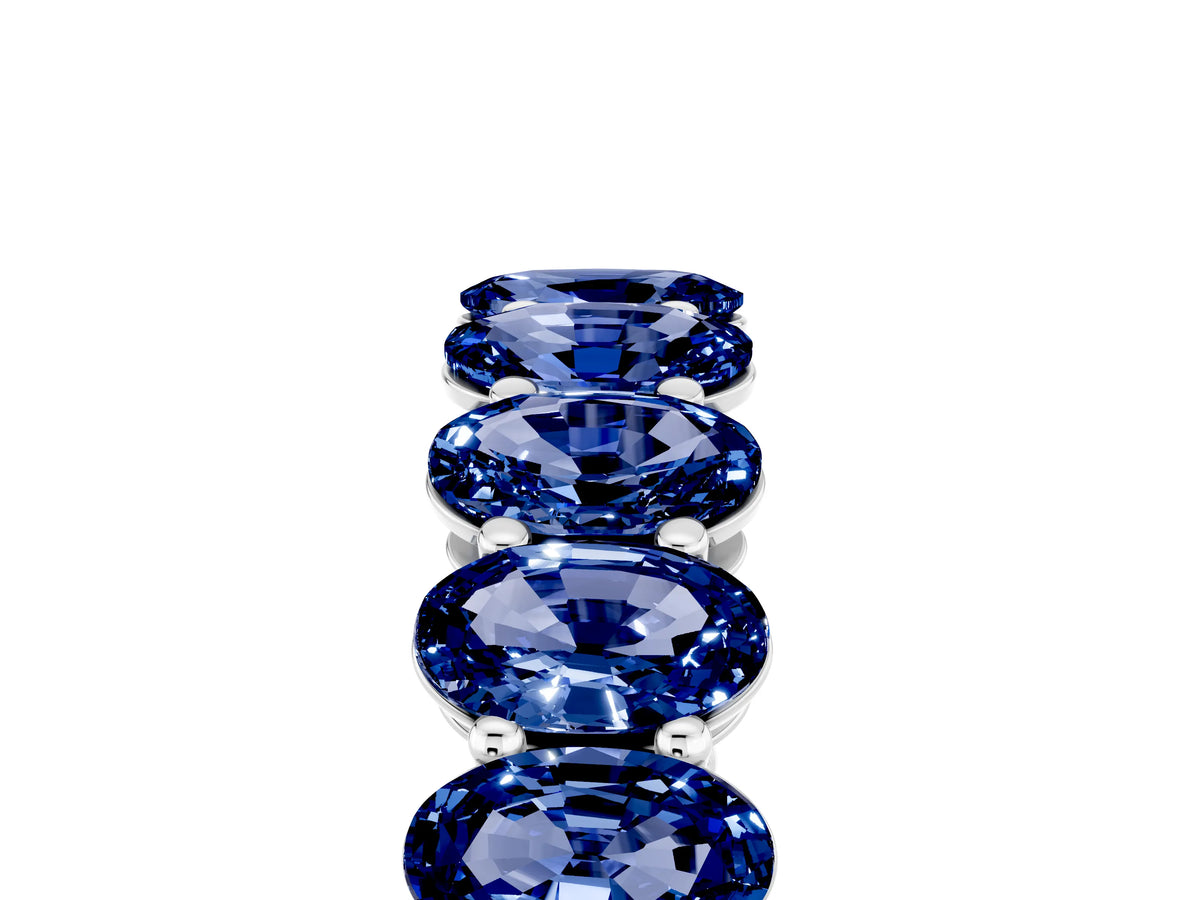 Oval Cut Blue Sapphire Eternity Band in White gold with Shared Prong Setting_5