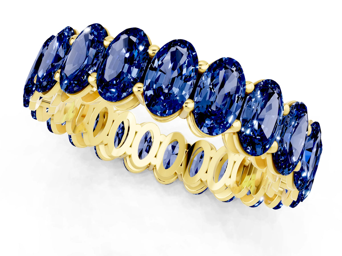 Oval Cut Blue Sapphire Eternity Band in Yellow gold with Shared Prong Setting_1