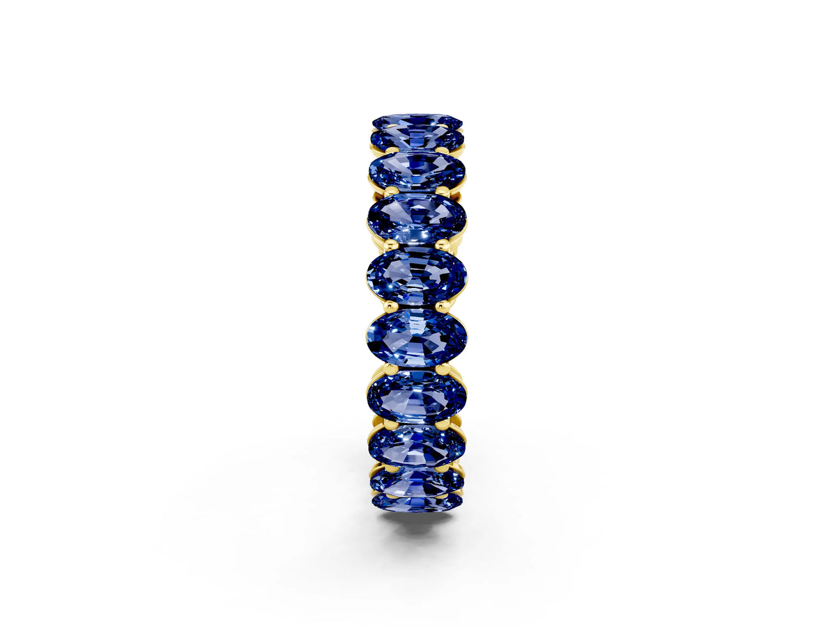 Oval Cut Blue Sapphire Eternity Band in Yellow gold with Shared Prong Setting_2