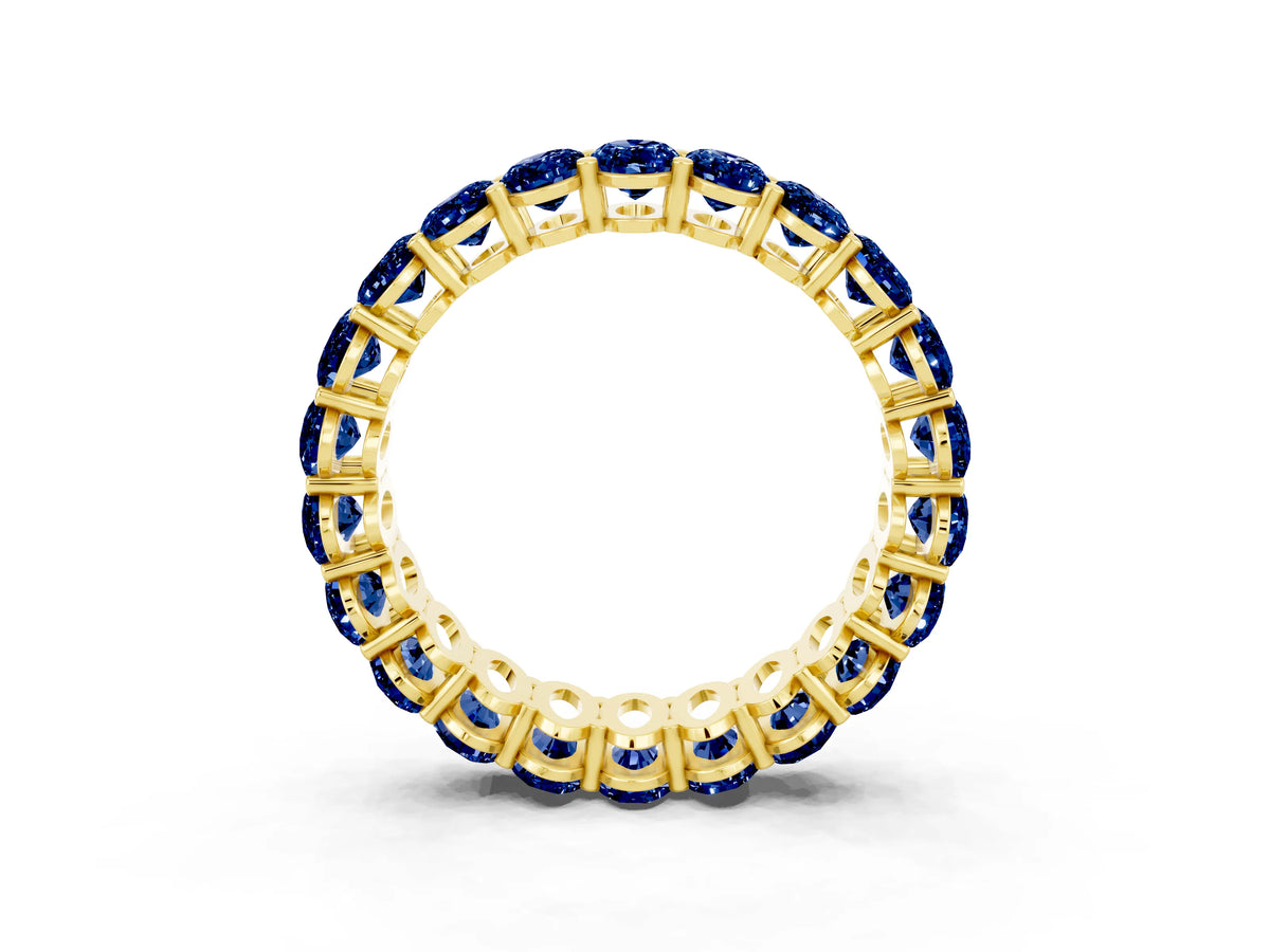 Oval Cut Blue Sapphire Eternity Band in Yellow gold with Shared Prong Setting_3