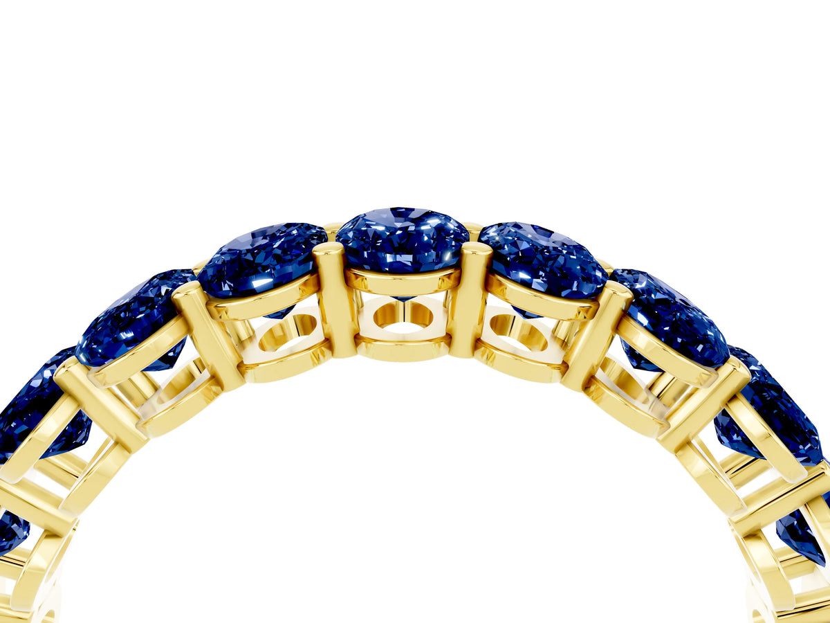 Oval Cut Blue Sapphire Eternity Band in Yellow gold with Shared Prong Setting_4