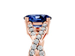 Oval Cut Blue Sapphire Solitaire Ring in Rose gold with Interwoven Pavé Band and Prong Setting_5