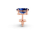 Oval Cut Blue Sapphire Stud Earrings in Rose gold with Basket Setting_2
