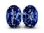 Oval Cut Blue Sapphire Stud Earrings in White gold with Basket Setting
