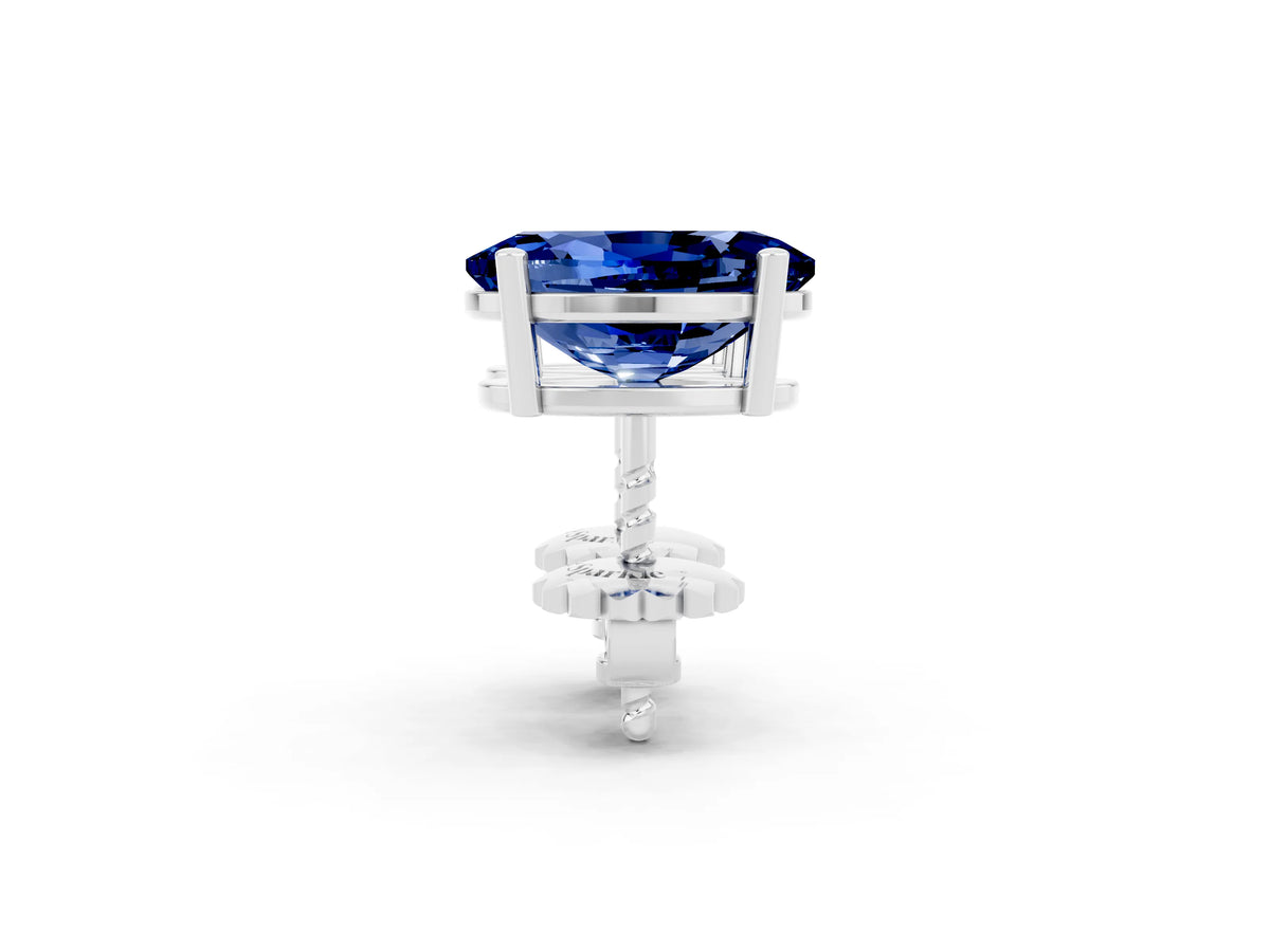Oval Cut Blue Sapphire Stud Earrings in White gold with Basket Setting_2
